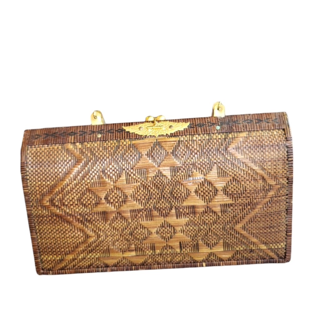SOLD ON EBAY Vintage Thai Rattan Basket Bag - Picture 4 of 11